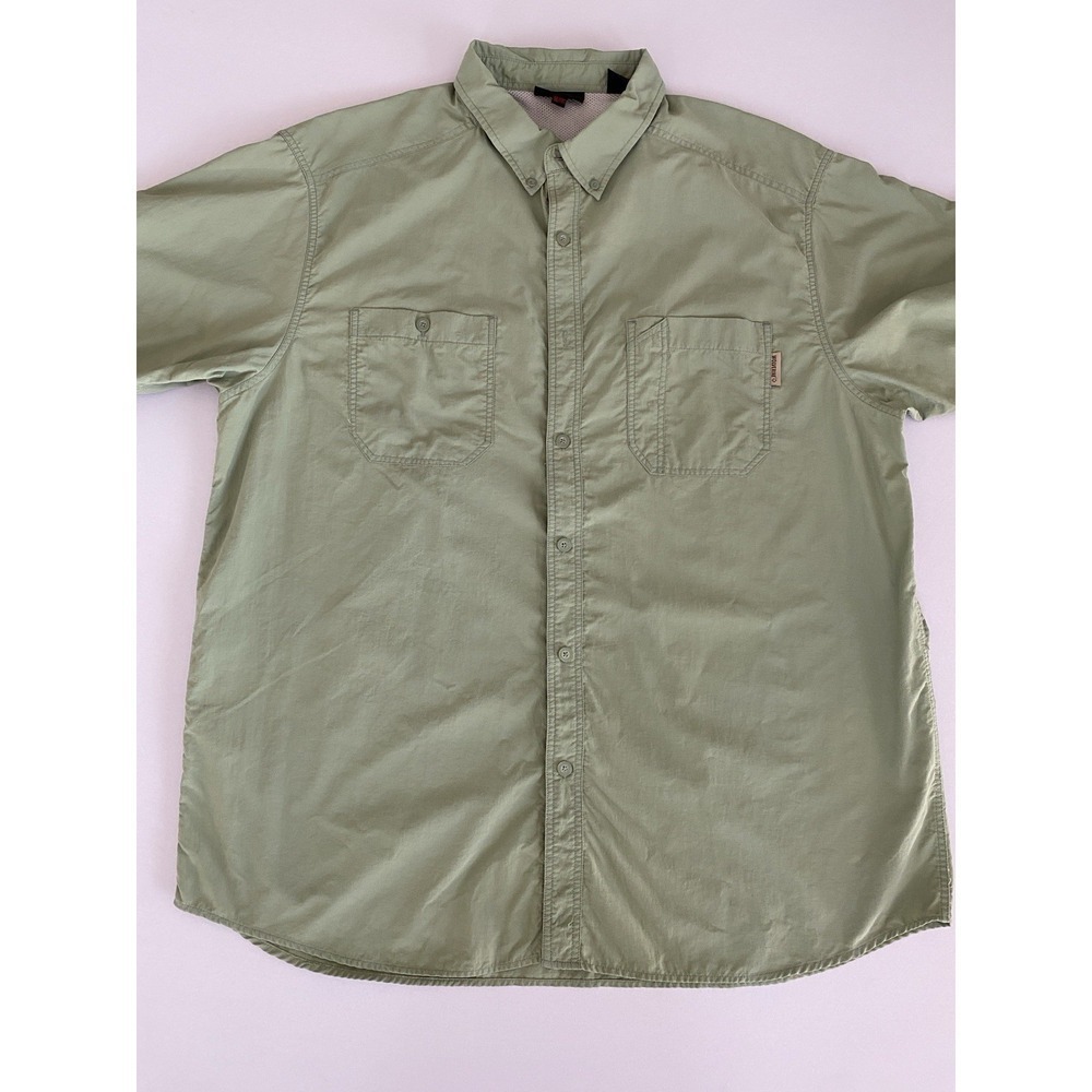 Wolverine Mens Vented Fishing Shirt Size XXL Green Nylon Short Sleeve